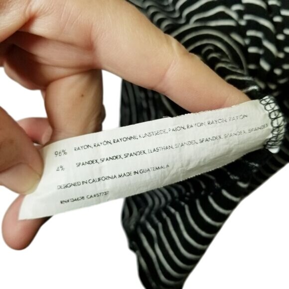 Lumiere Size M Striped Black & White Long Sleeve Top Tie Hem Casual Basic Boxy - Picture 4 of 10